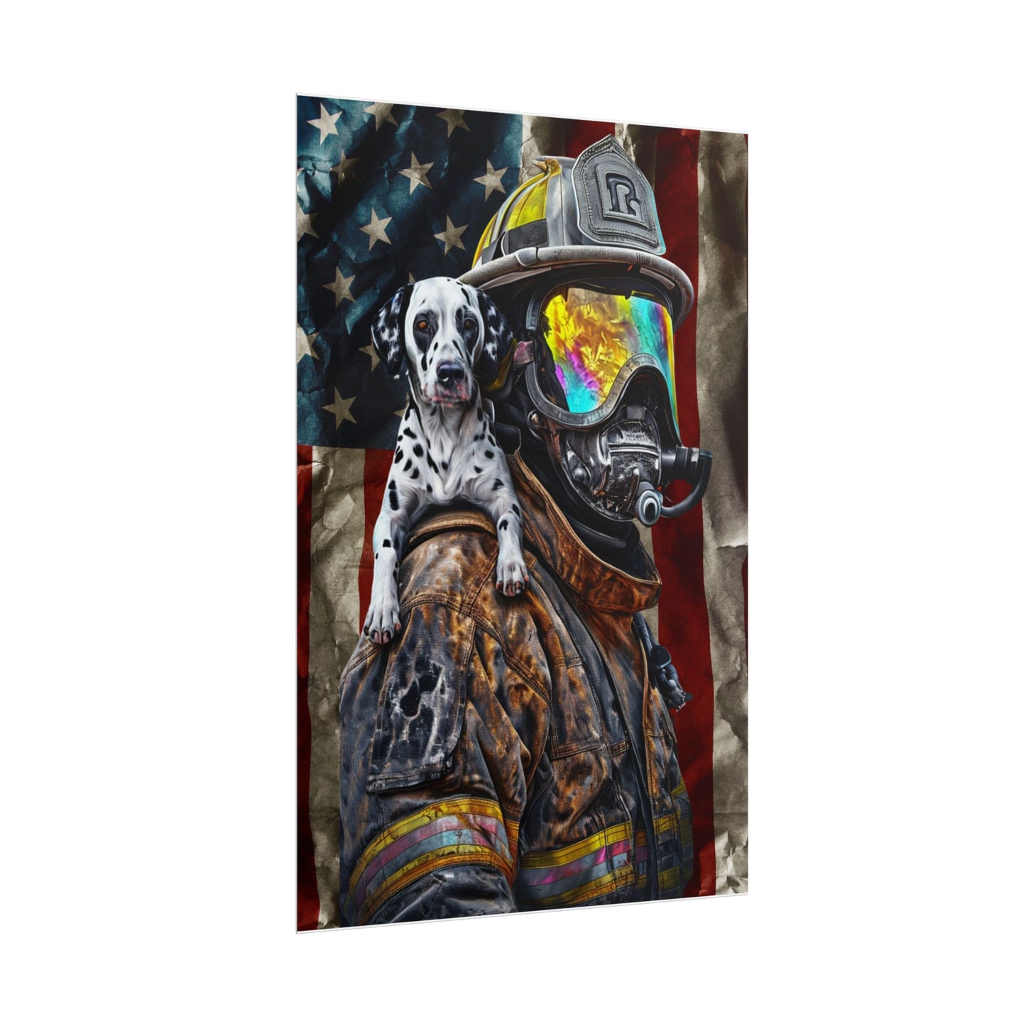 Firefighter Dalmatian Rolled Poster - Patriotic Wall Art