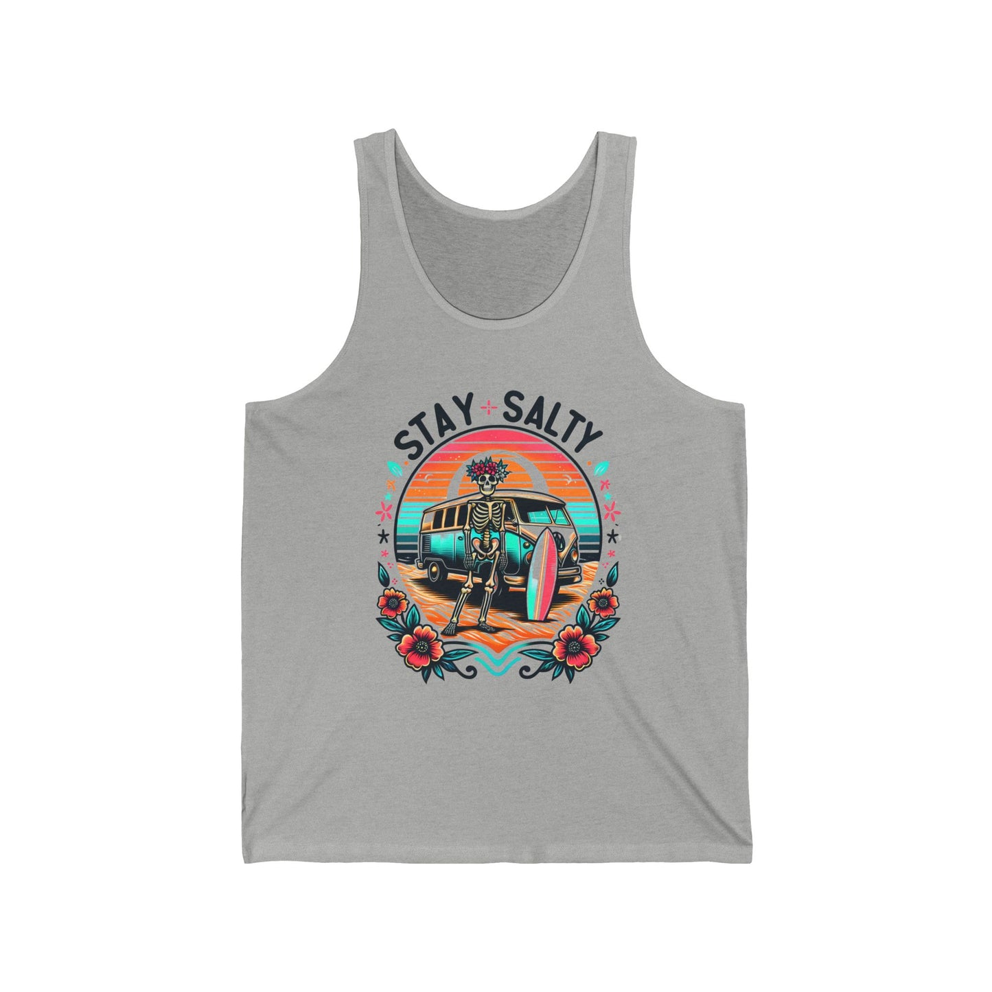 π Stay Salty Skeleton Surf Tank π - Unisex Jersey Tank Top