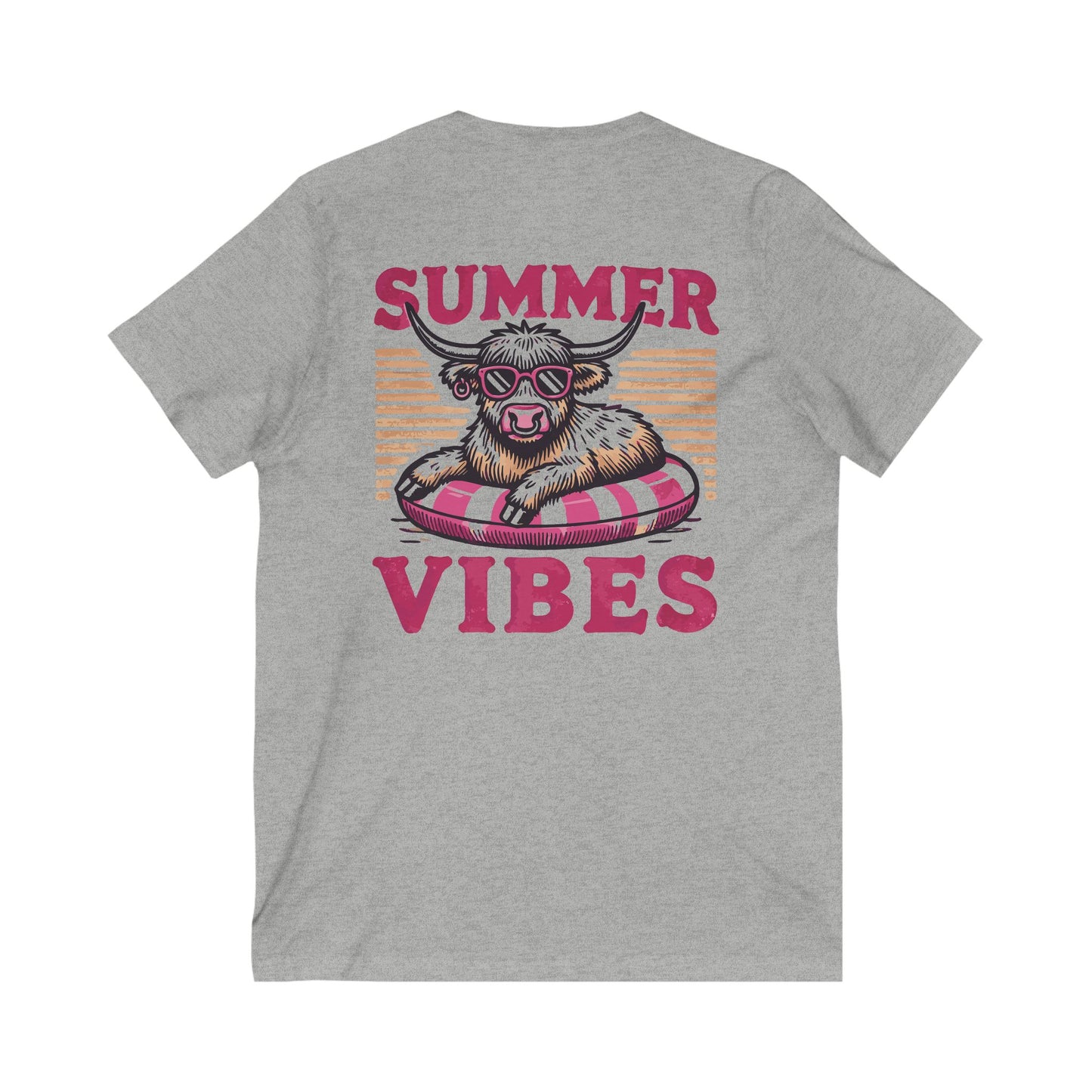 🐮☀️ Summer Vibes Highland Cow Tee ☀️🐮 - Vibes Women's V-Neck Tee