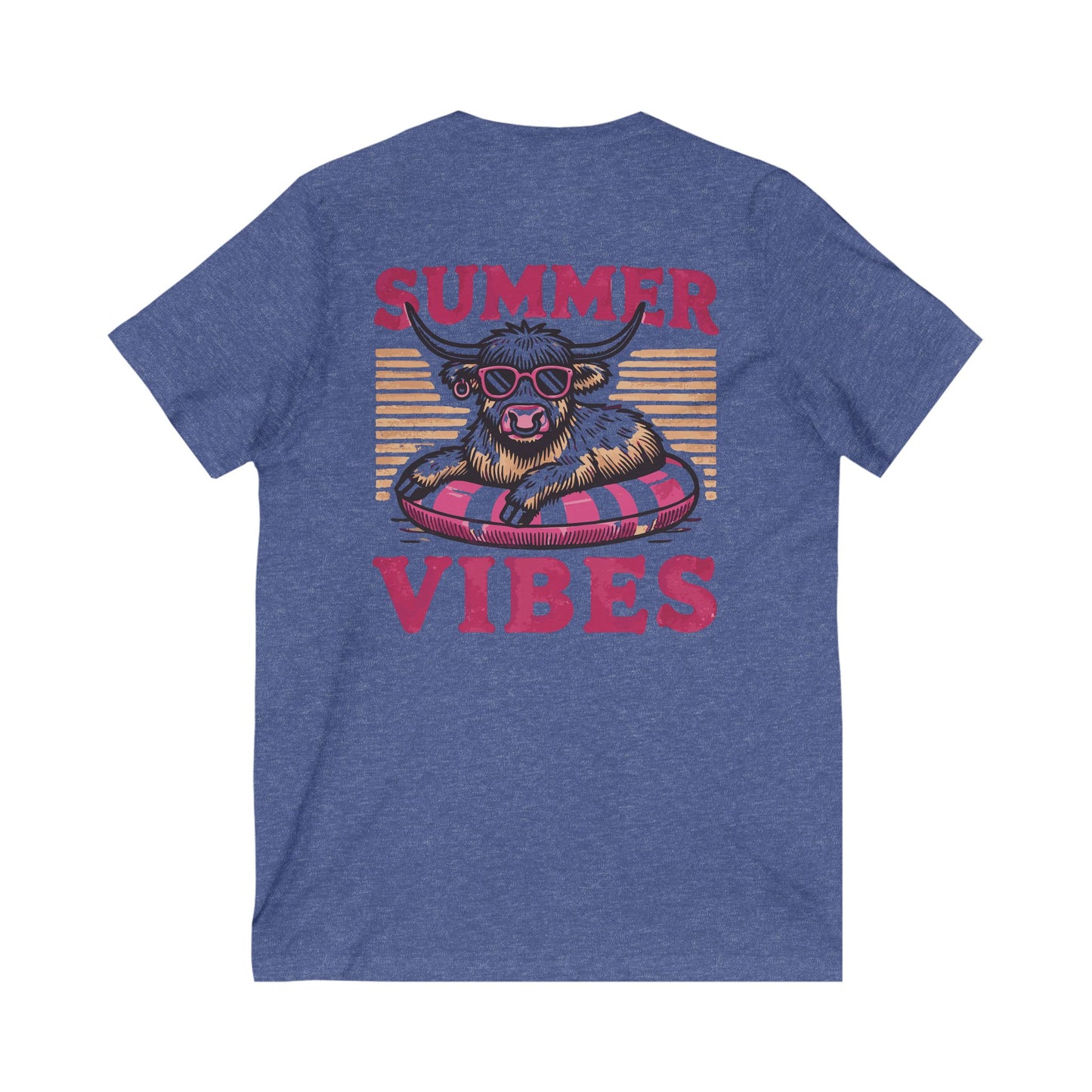 🐮☀️ Summer Vibes Highland Cow Tee ☀️🐮 - Vibes Women's V-Neck Tee