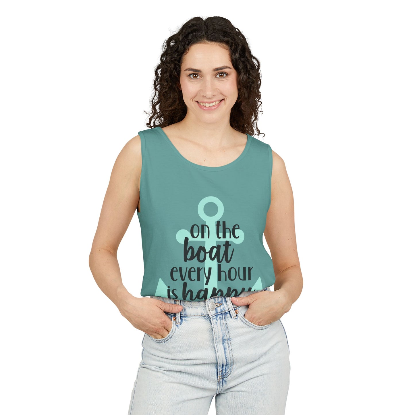 Happy Hour Anchor Unisex Tank Top - Perfect for Boating & Summer Fun