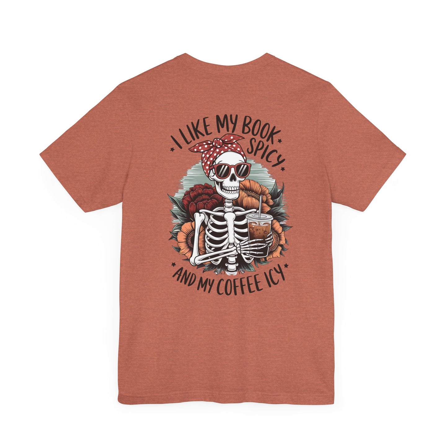 "Spicy Books & Icy Coffee Skeleton Tee"