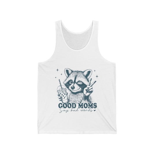 Good Moms Bad Words Unisex Jersey Tank Top - Perfect Gift for Fun Mothers