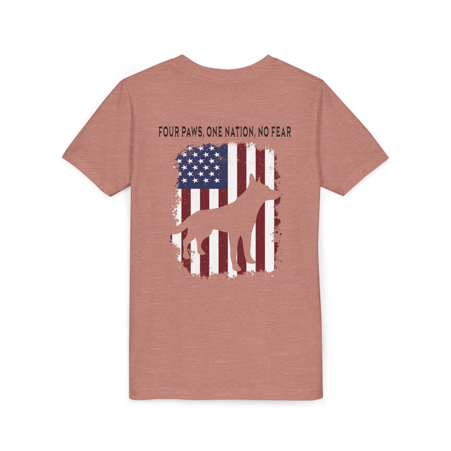 'Four Paws, One Nation, No Fear' Pet Lover Shirt- Youth