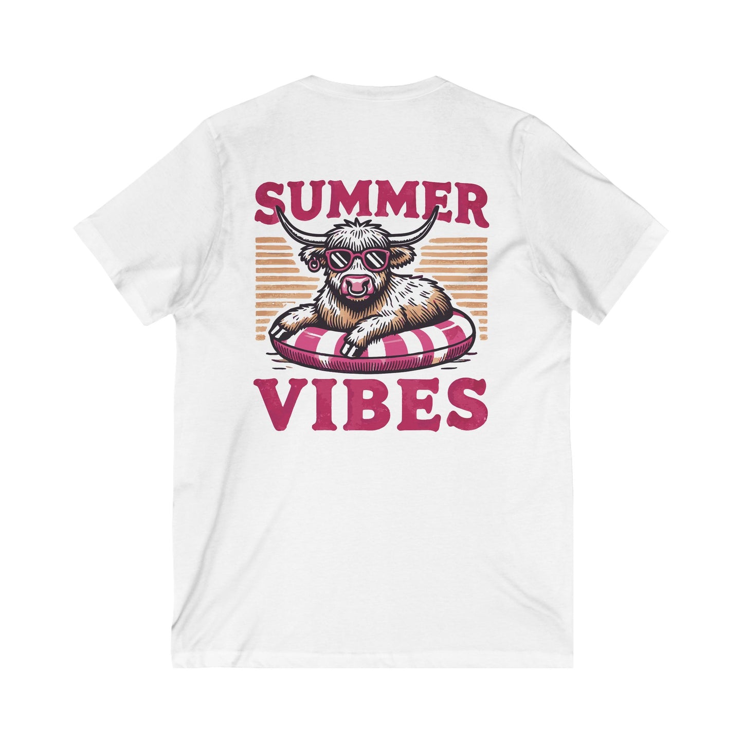 🐮☀️ Summer Vibes Highland Cow Tee ☀️🐮 - Vibes Women's V-Neck Tee