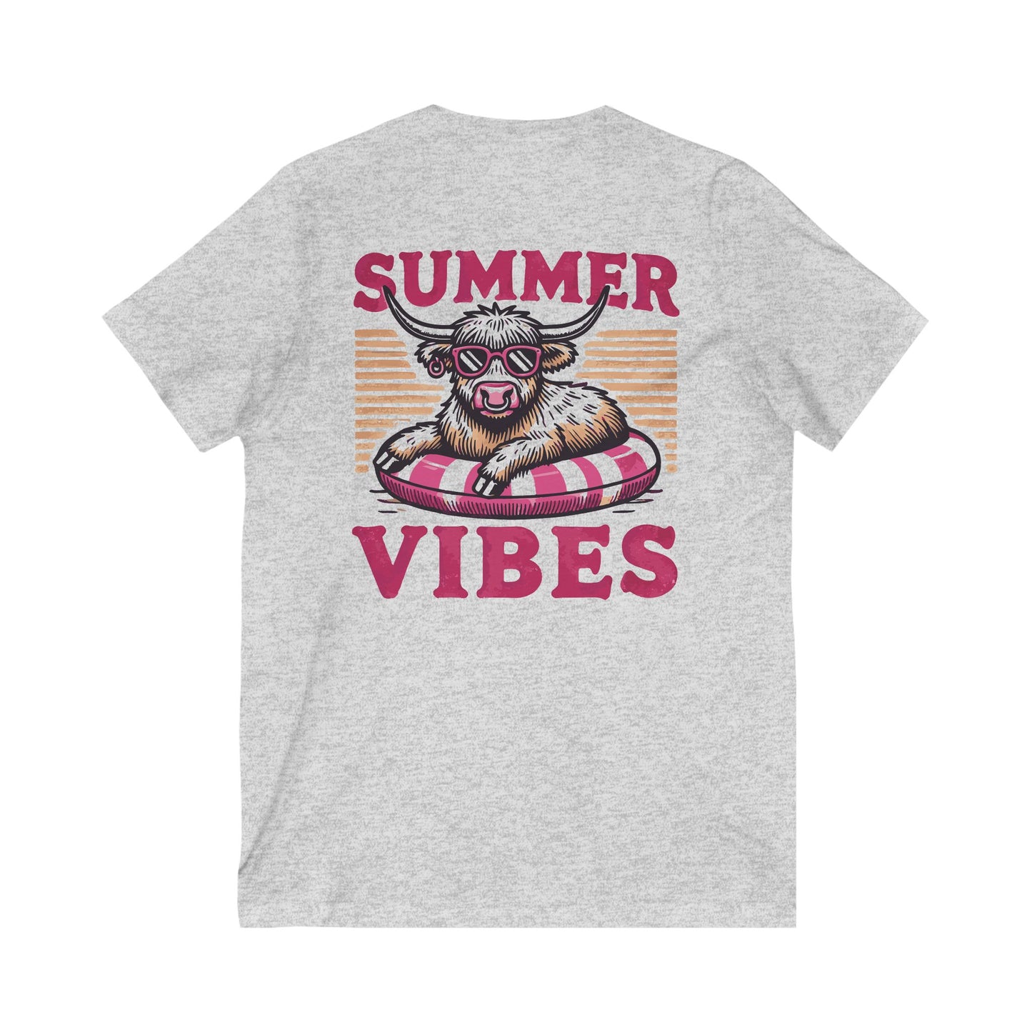 🐮☀️ Summer Vibes Highland Cow Tee ☀️🐮 - Vibes Women's V-Neck Tee