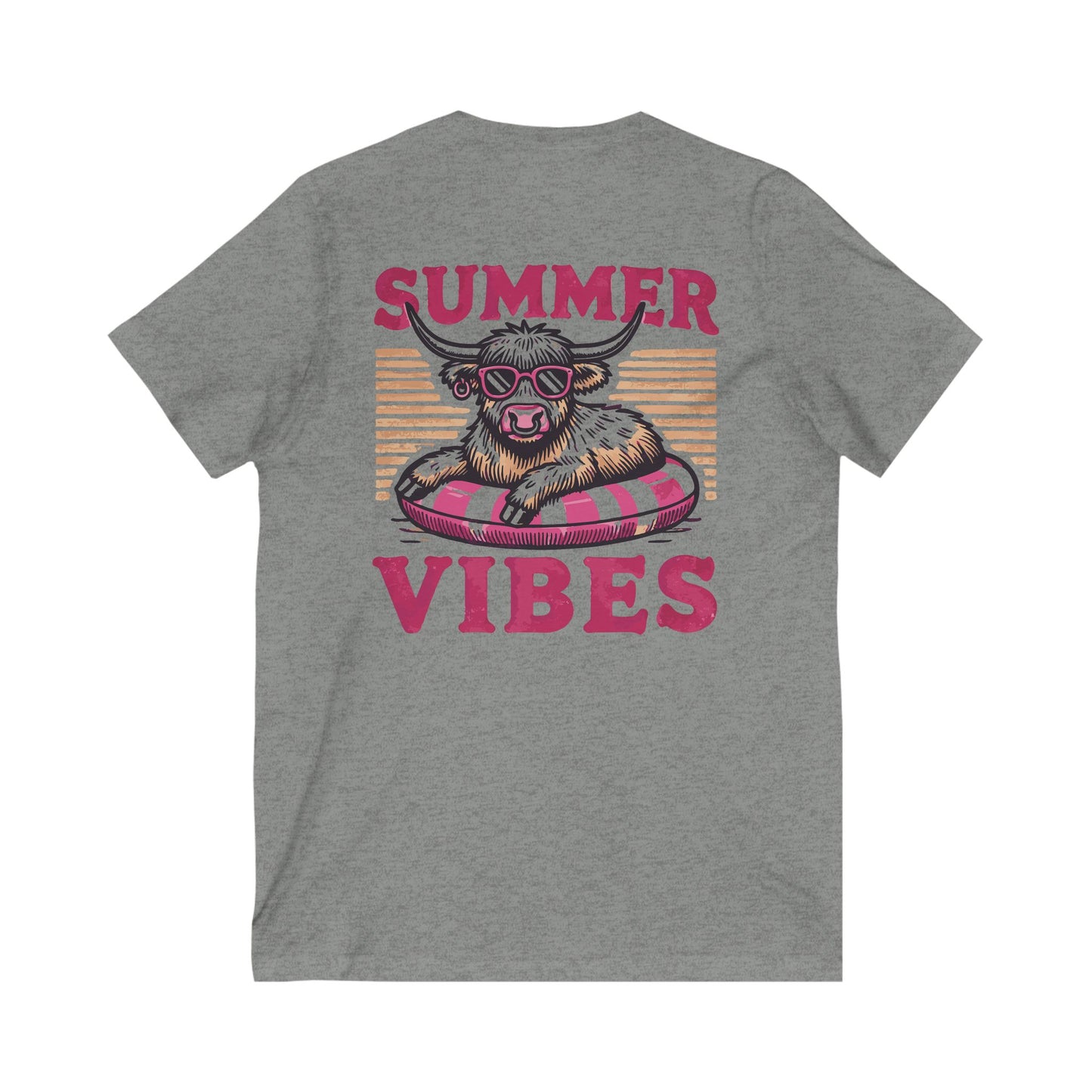 🐮☀️ Summer Vibes Highland Cow Tee ☀️🐮 - Vibes Women's V-Neck Tee