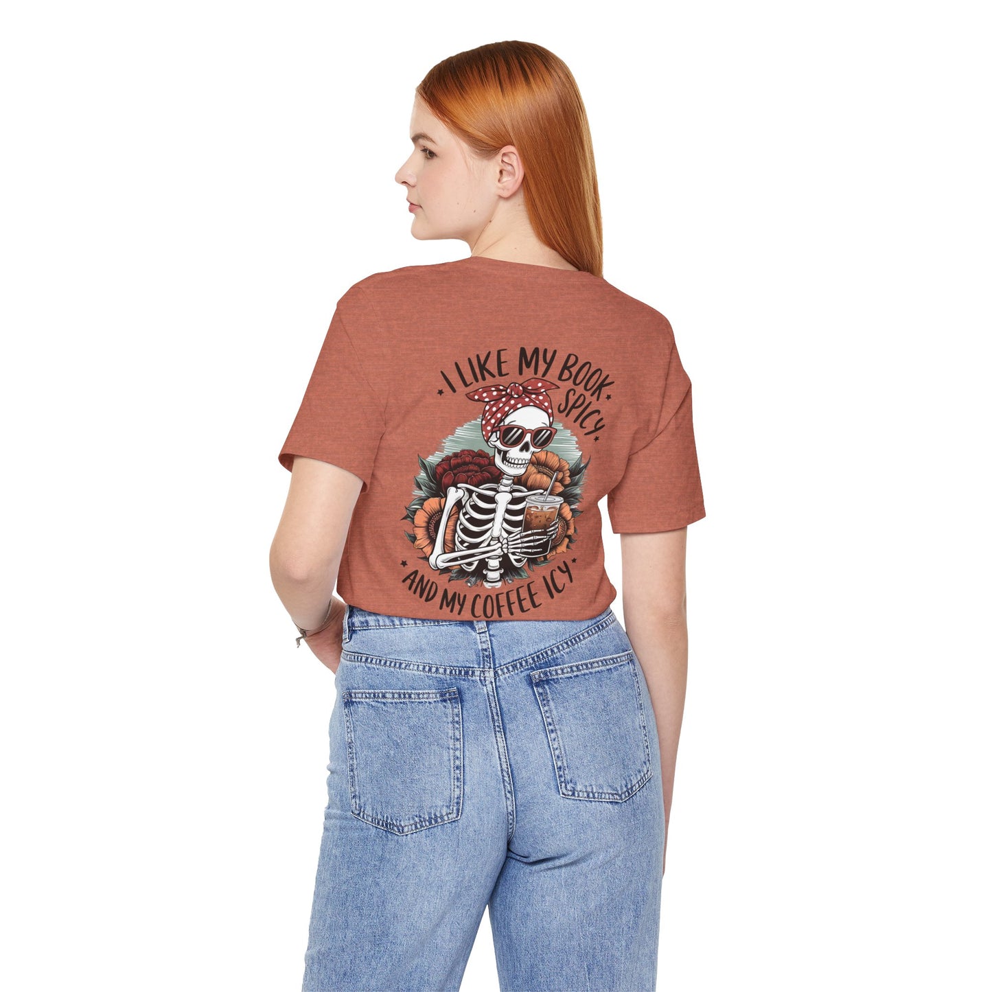 "Spicy Books & Icy Coffee Skeleton Tee"