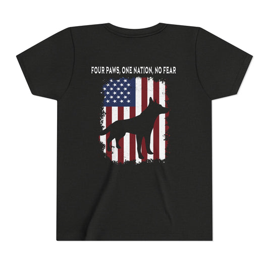 'Four Paws, One Nation, No Fear' Pet Lover Shirt- Youth