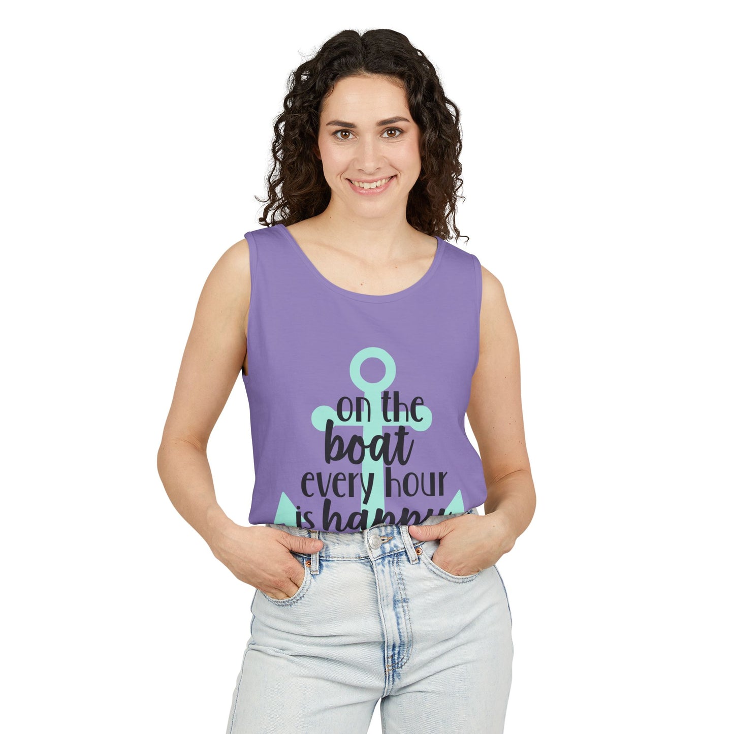 Happy Hour Anchor Unisex Tank Top - Perfect for Boating & Summer Fun