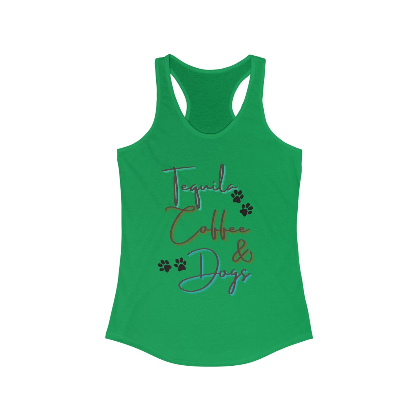Women's Racerback Tank: Tequila, Coffee & Dogs Design