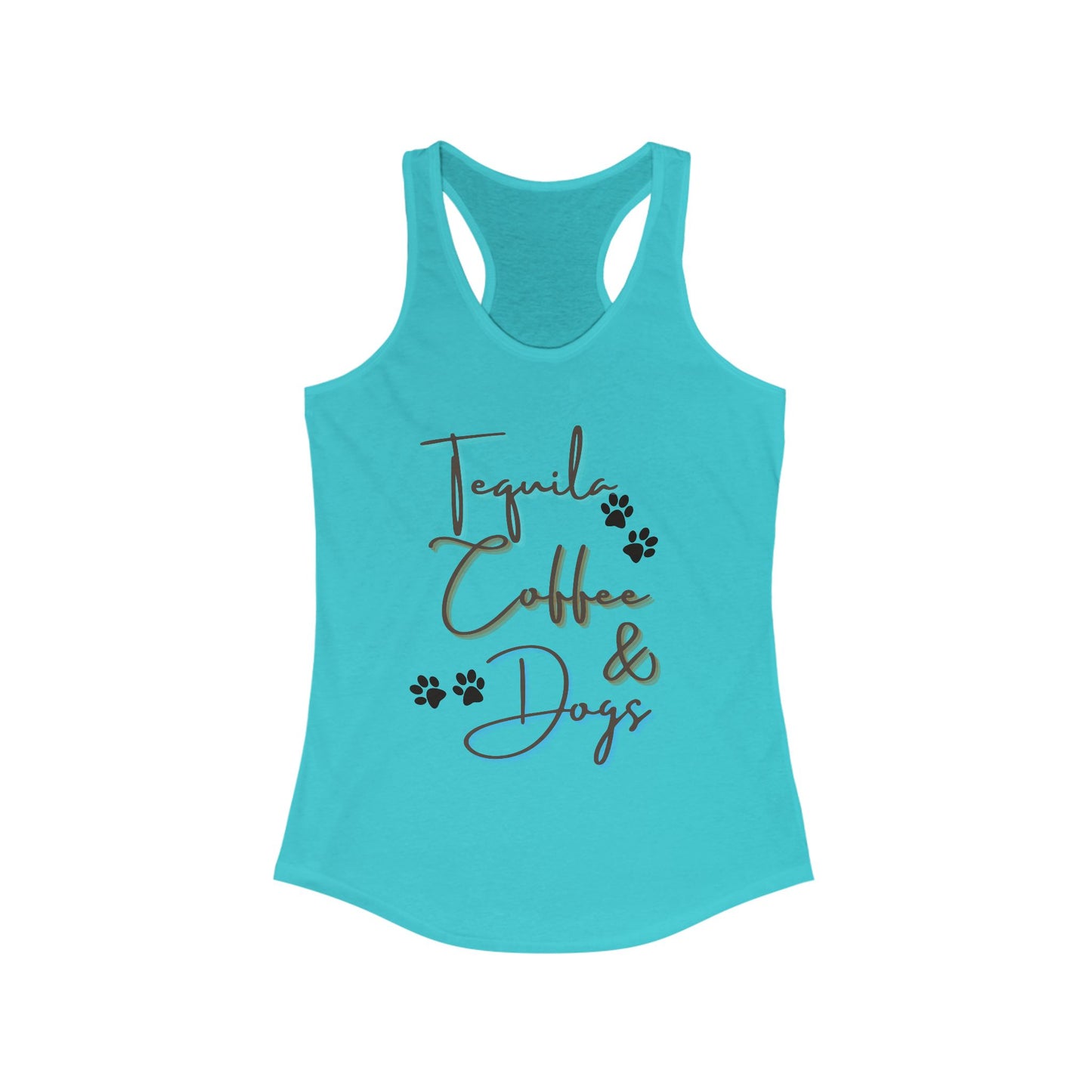 Women's Racerback Tank: Tequila, Coffee & Dogs Design