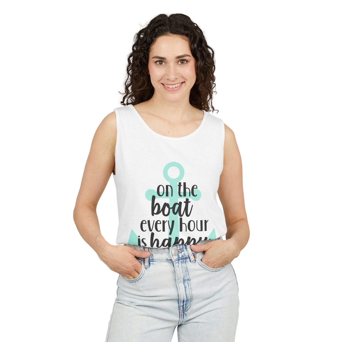 Happy Hour Anchor Unisex Tank Top - Perfect for Boating & Summer Fun