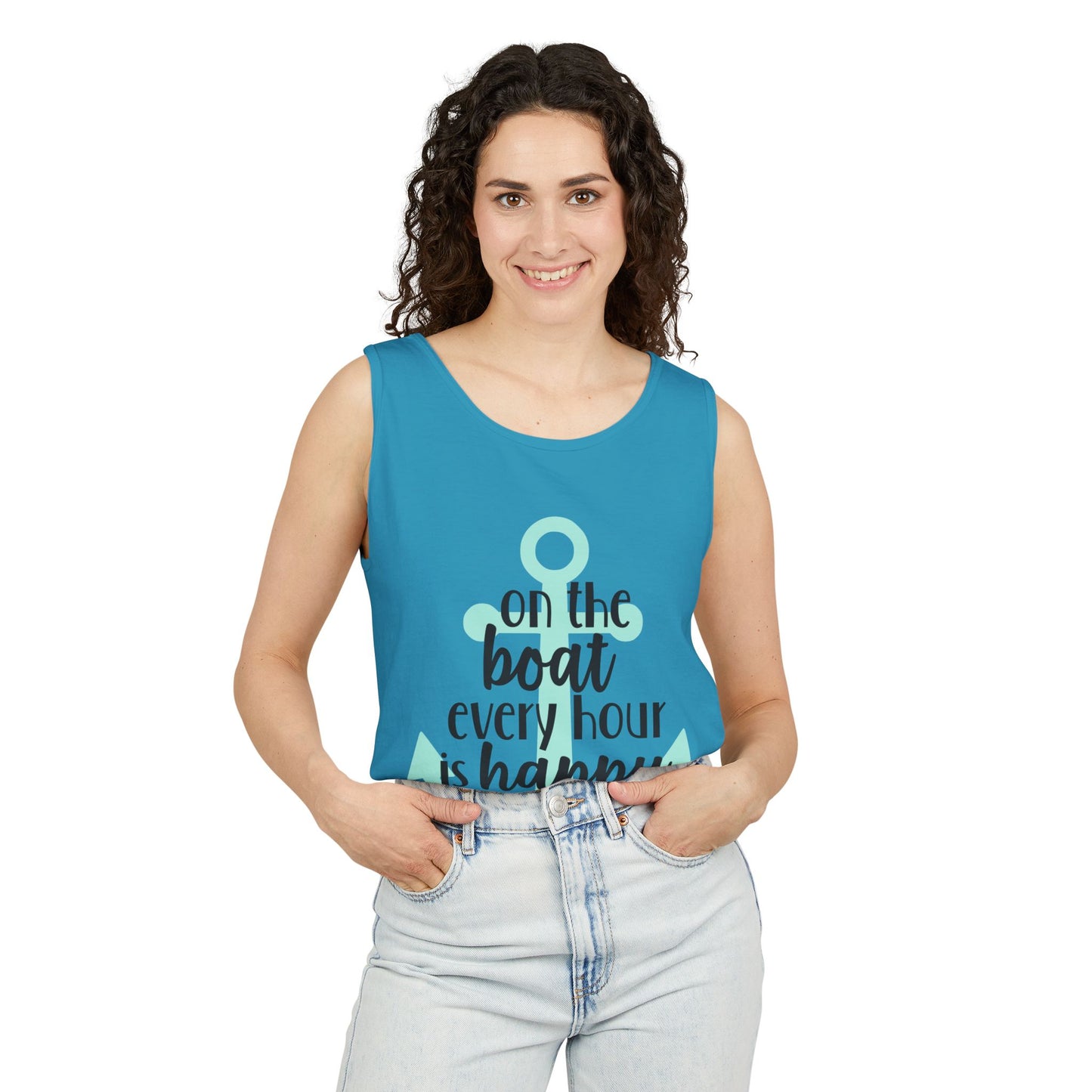 Happy Hour Anchor Unisex Tank Top - Perfect for Boating & Summer Fun