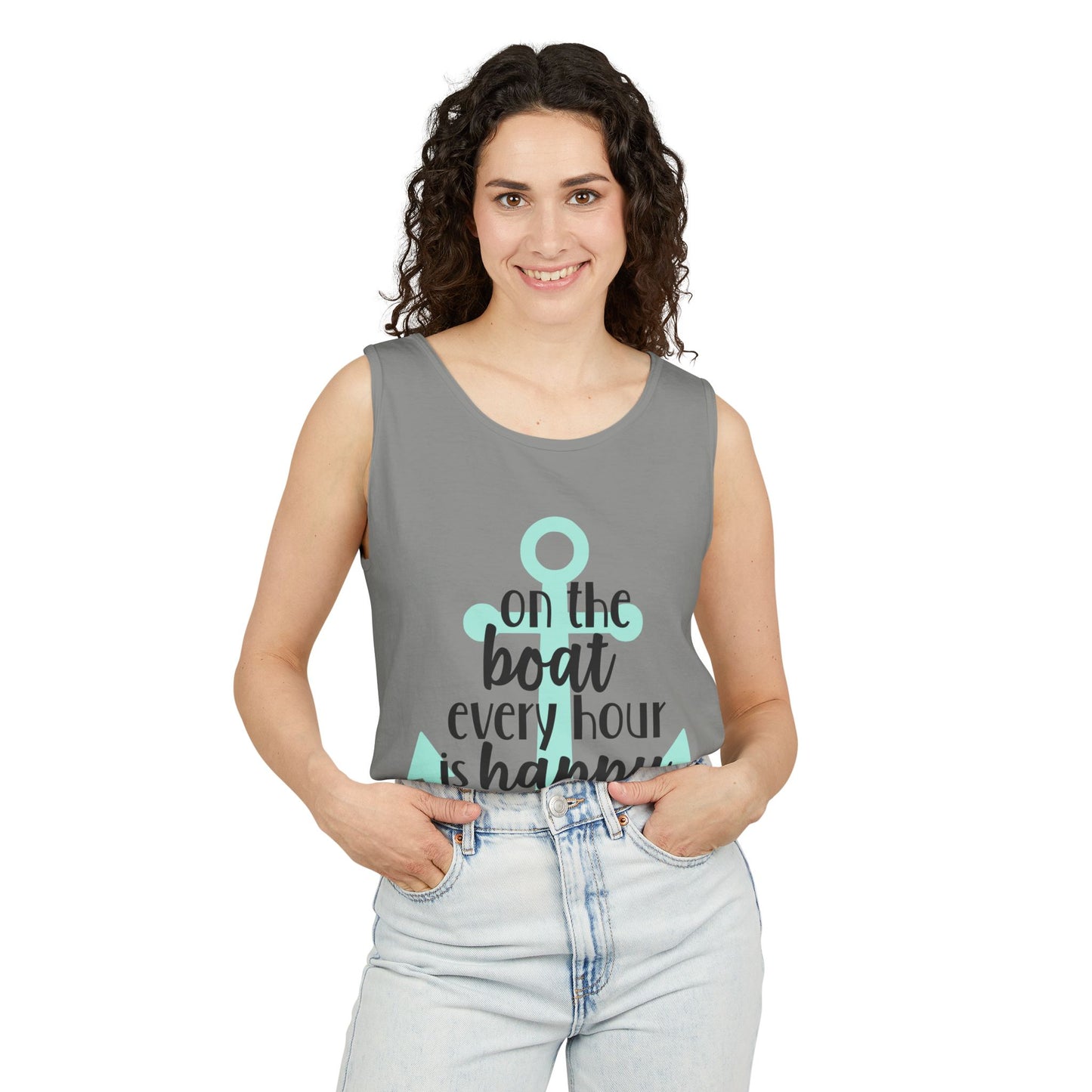 Happy Hour Anchor Unisex Tank Top - Perfect for Boating & Summer Fun