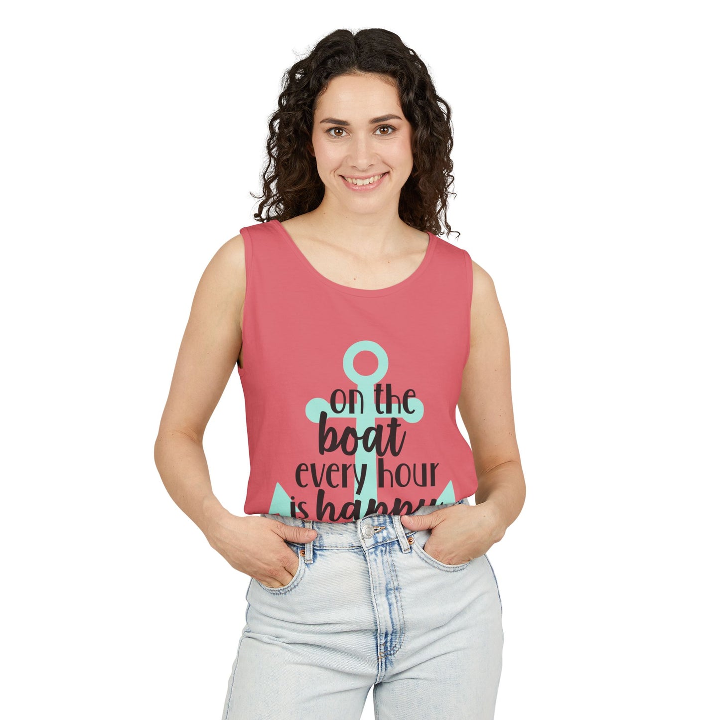 Happy Hour Anchor Unisex Tank Top - Perfect for Boating & Summer Fun