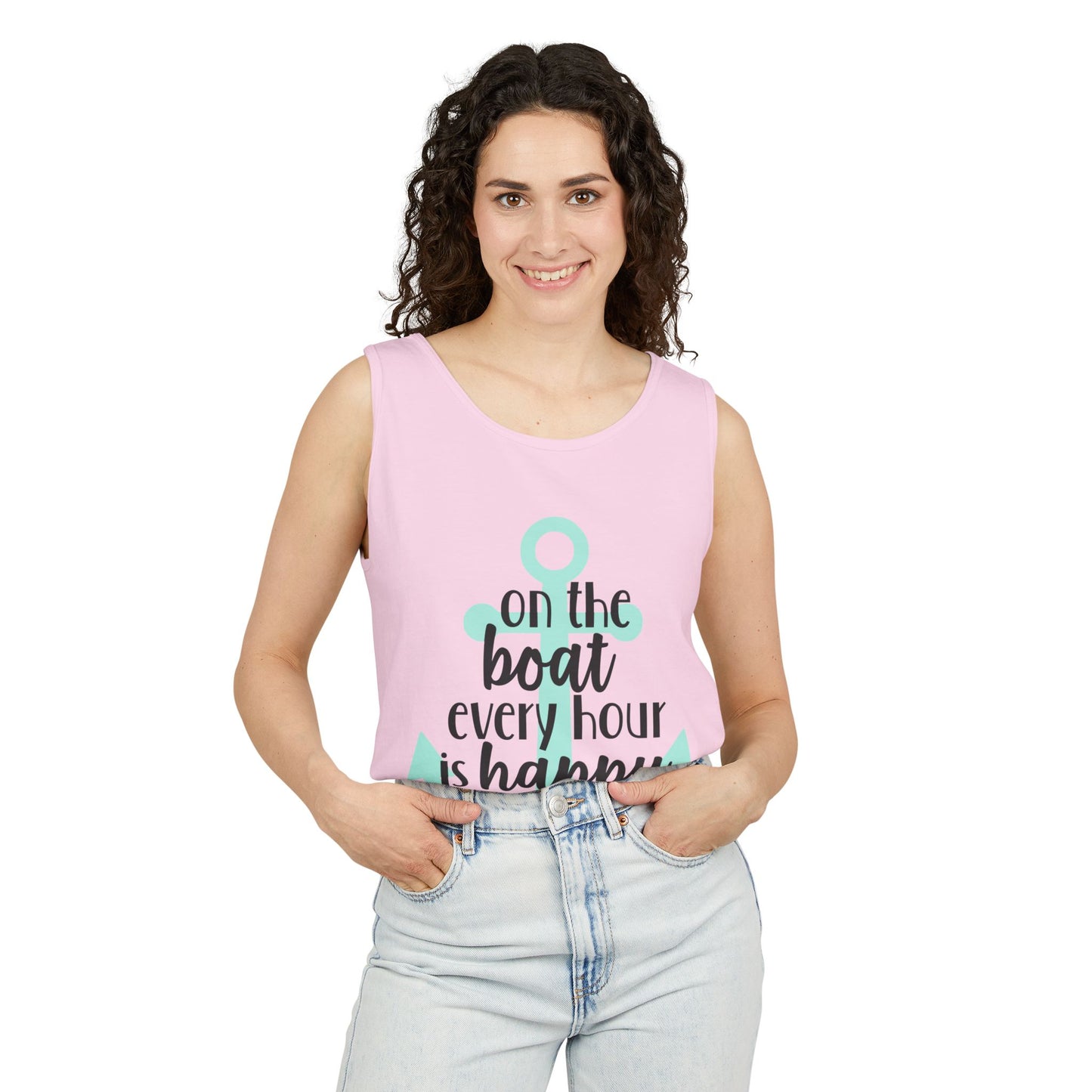 Happy Hour Anchor Unisex Tank Top - Perfect for Boating & Summer Fun