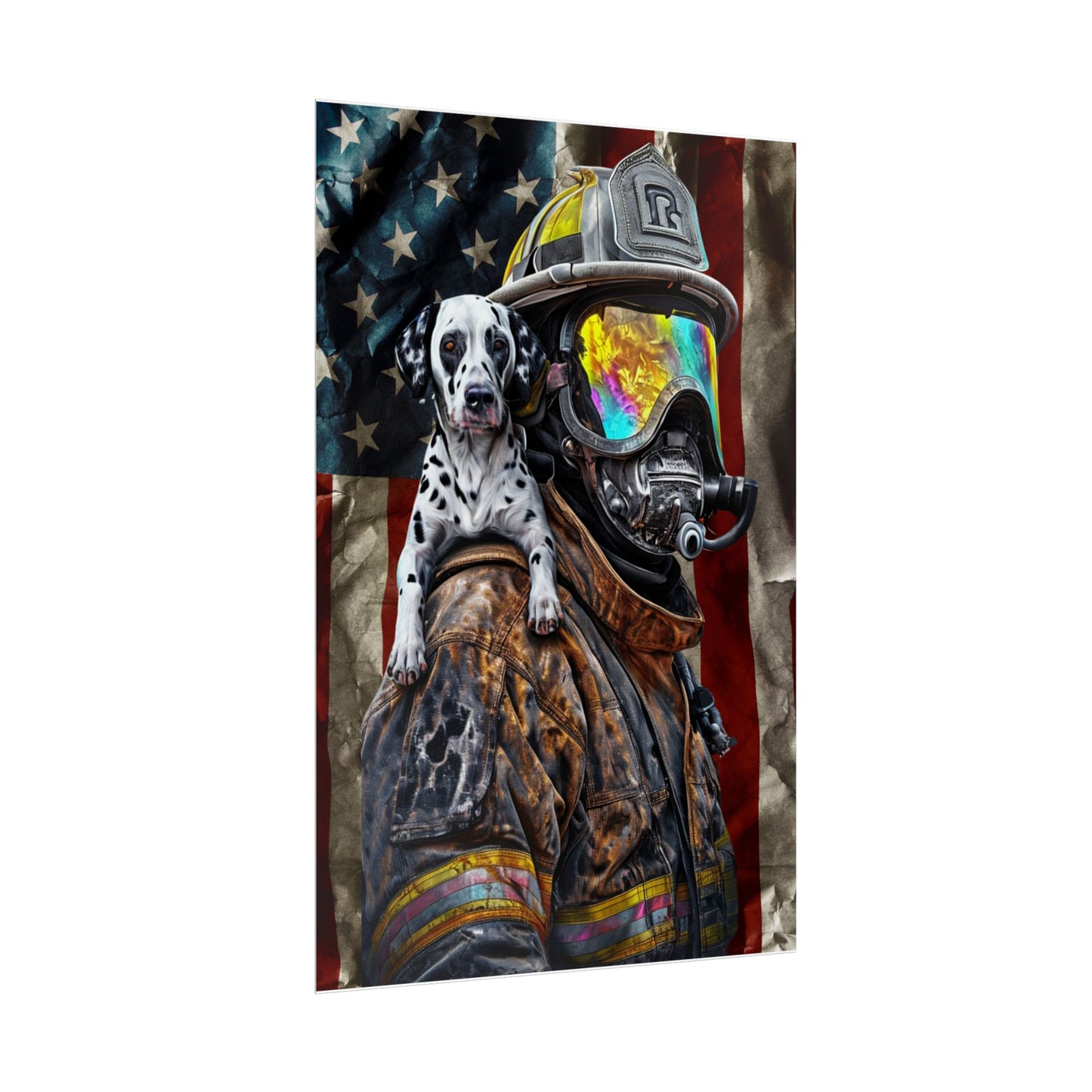 Firefighter Dalmatian Rolled Poster - Patriotic Wall Art