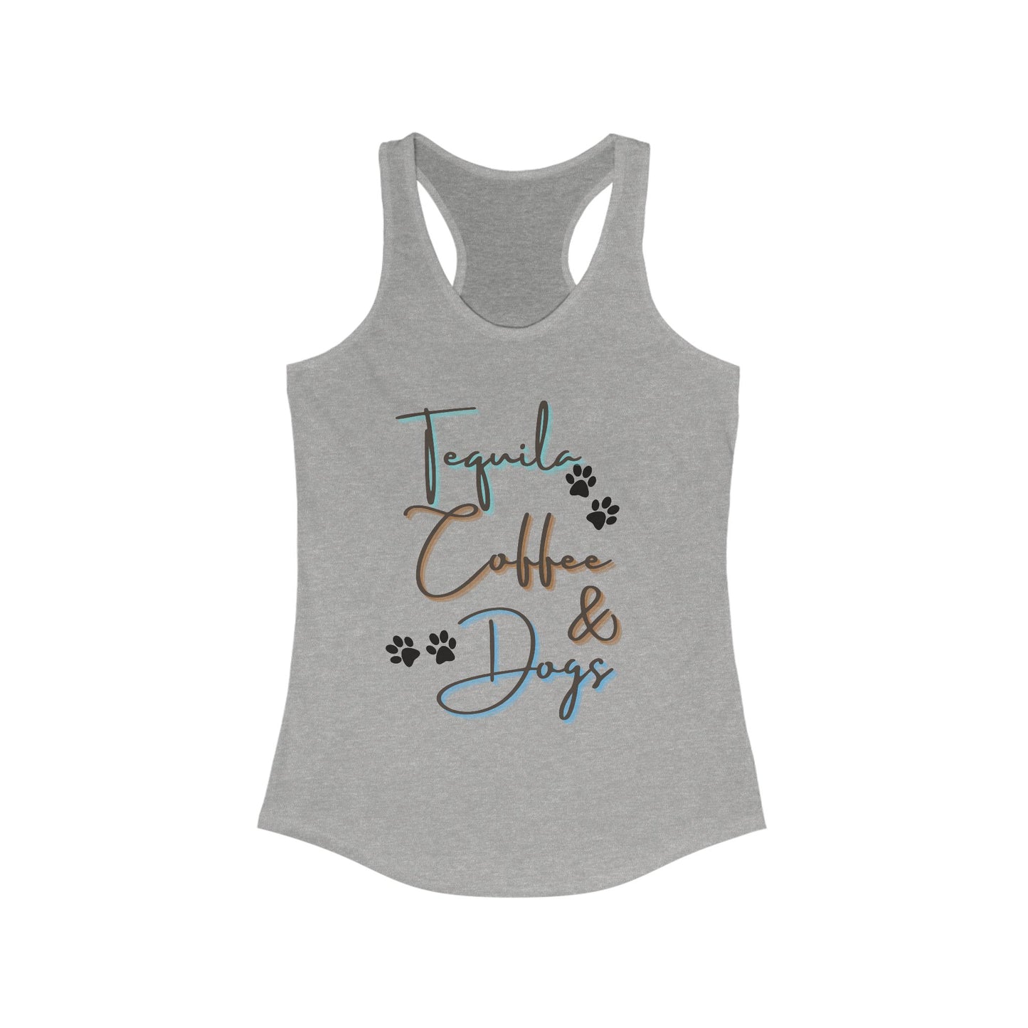 Women's Racerback Tank: Tequila, Coffee & Dogs Design